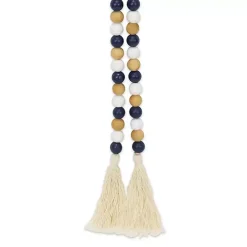 Kara Brown and Blue Beaded Wood Decorative Garland