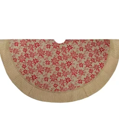 Knit Burlap Poinsettia Tree Skirt