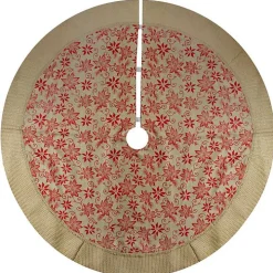 Knit Burlap Poinsettia Tree Skirt