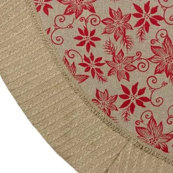 Knit Burlap Poinsettia Tree Skirt