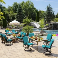 Lake Blue Texture Outdoor Deep Seat Cushions