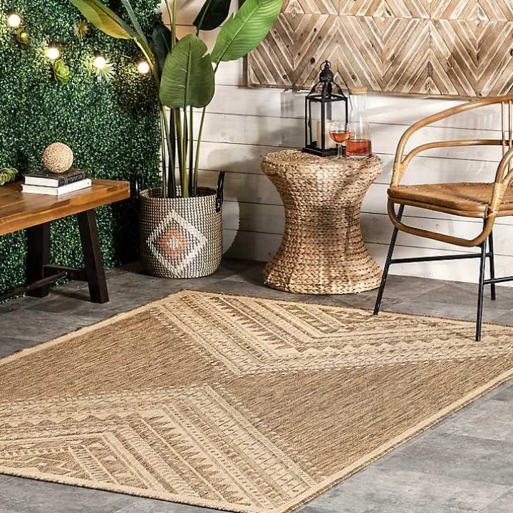 Landy Tan Aztec Outdoor Rug, 5x8