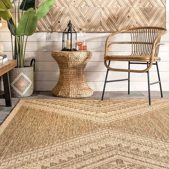 Landy Tan Aztec Outdoor Rug, 5x8