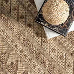 Landy Tan Aztec Outdoor Rug, 5x8