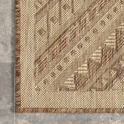 Landy Tan Aztec Outdoor Rug, 5x8