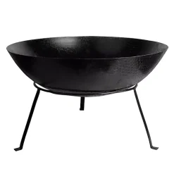 Large Black Metal Fire Bowl with Tapered Legs