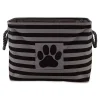 Large Black Paw Print Striped Pet Basket