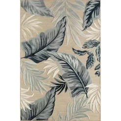 Large Print Tropical Leaf Outdoor Area Rug, 5x7