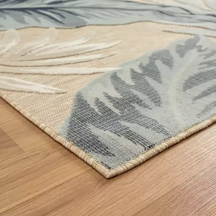 Large Print Tropical Leaf Outdoor Area Rug, 5x7