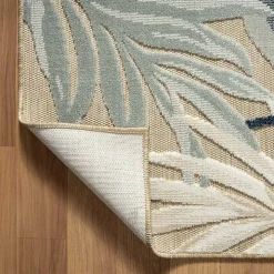 Large Print Tropical Leaf Outdoor Area Rug, 5x7