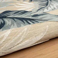 Large Print Tropical Leaf Outdoor Area Rug, 7x9