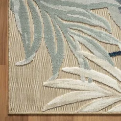 Large Print Tropical Leaf Outdoor Area Rug, 5x7