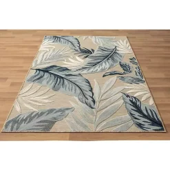Large Print Tropical Leaf Outdoor Area Rug, 5x7