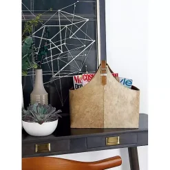 Leather Hide Modern Magazine Rack Basket