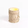 LED Birch Tree Bark Pillar Candle, 3x4