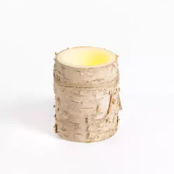 LED Birch Tree Bark Pillar Candle, 3x4