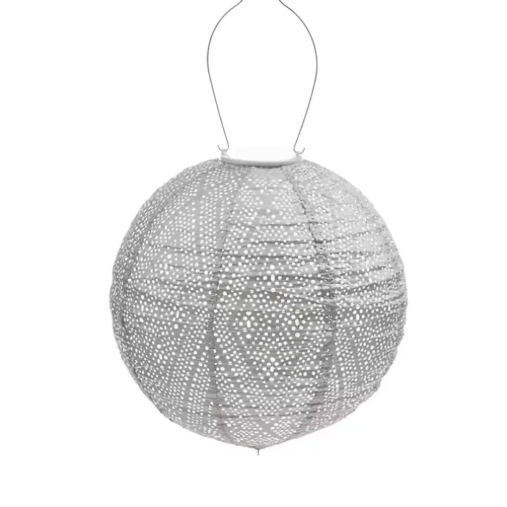LED Round Light Taupe Outdoor Hanging Lantern