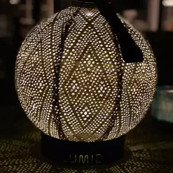 LED Round Light Taupe Outdoor Hanging Lantern