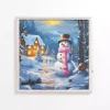 LED Snowman Beaded Framed Art Print