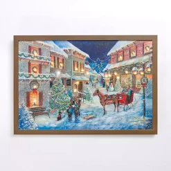 LED Snowy Street Scene Framed Art Print