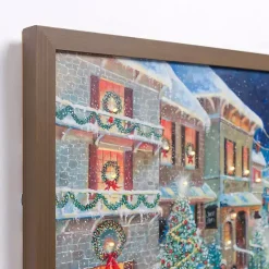 LED Snowy Street Scene Framed Art Print
