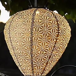 LED Taupe Balloon Outdoor Hanging Lantern