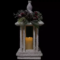 LED White Christmas Lantern with Greenery