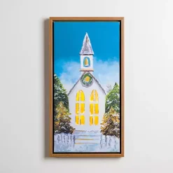 LED White Church Christmas Canvas Art Print