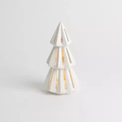 LED White Geometric Christmas Tree, 7 in.