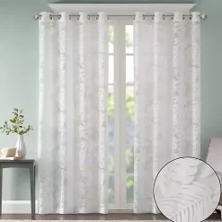 Leilani White Palm Leaf Curtain Panel, 63 in.