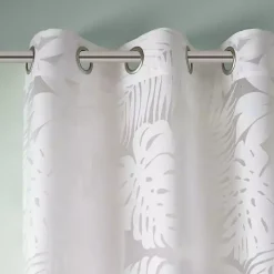 Leilani White Palm Leaf Curtain Panel, 63 in.