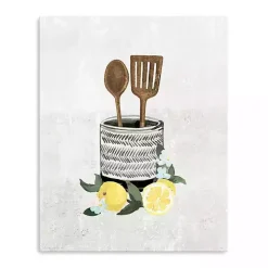 Lemon Kitchen Utensils Canvas Art Print