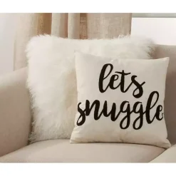 Let's Snuggle Embroidered Throw Pillow