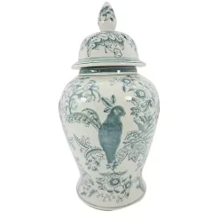 Light Blue and White Ceramic Chinoiserie Jar
