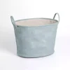 Light Blue Faux Leather Storage Bin