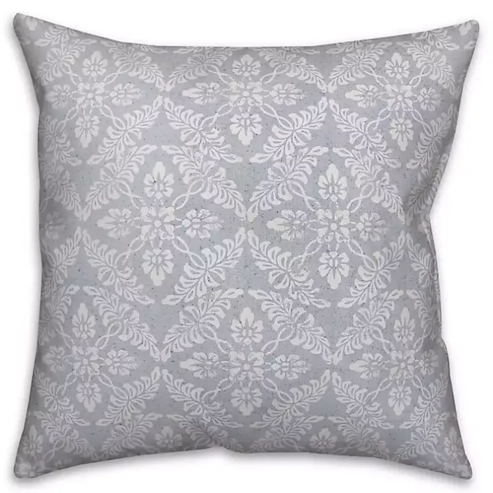 Light Blue Floral Indoor/Outdoor Pillow
