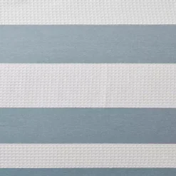 Light Blue Striped Waffle Shower Curtain