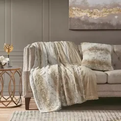 Light Brown Textured Faux Fur Pillow