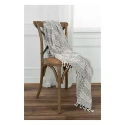 Light Gray and Ivory Striped Cotton Throw