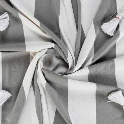 Light Gray Cabana Stripe Tassel Throw