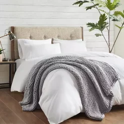 Light Gray Hand Made Chunky Double Knit Blanket