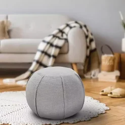 Light Gray Patchwork Cotton Pouf
