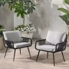 Light Gray Rope Frame 2-pc. Outdoor Arm Chair Set