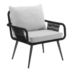Light Gray Rope Frame 2-pc. Outdoor Arm Chair Set