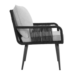 Light Gray Rope Frame 2-pc. Outdoor Arm Chair Set