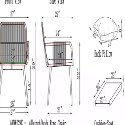Light Gray Rope Frame 2-pc. Outdoor Arm Chair Set