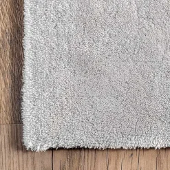 Light Gray Shag Washable Area Rug, 5x8