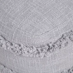 Light Gray Tufted Stripe Cotton Square Pouf