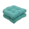 Light Teal Tufted Outdoor Chair Cushions, Set of 2