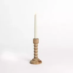 Light Wood Spindle Taper Candle Holder, 9 in.